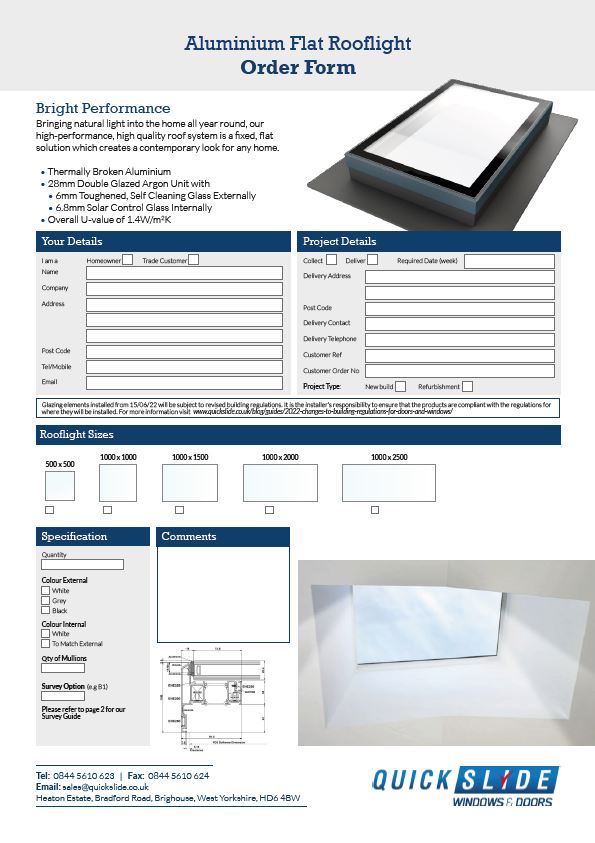 Aluminium Flat Roof Order Form pdf