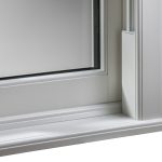 Close-up of integrated cill on sash window.
