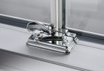 Close-up of a sash lock and keep for securing windows, available in two styles with various finishes.