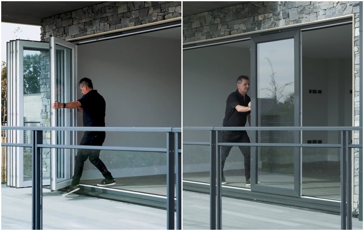 Quick-Glide Slide & Fold door system in a modern home, offering easy operation and sleek design.