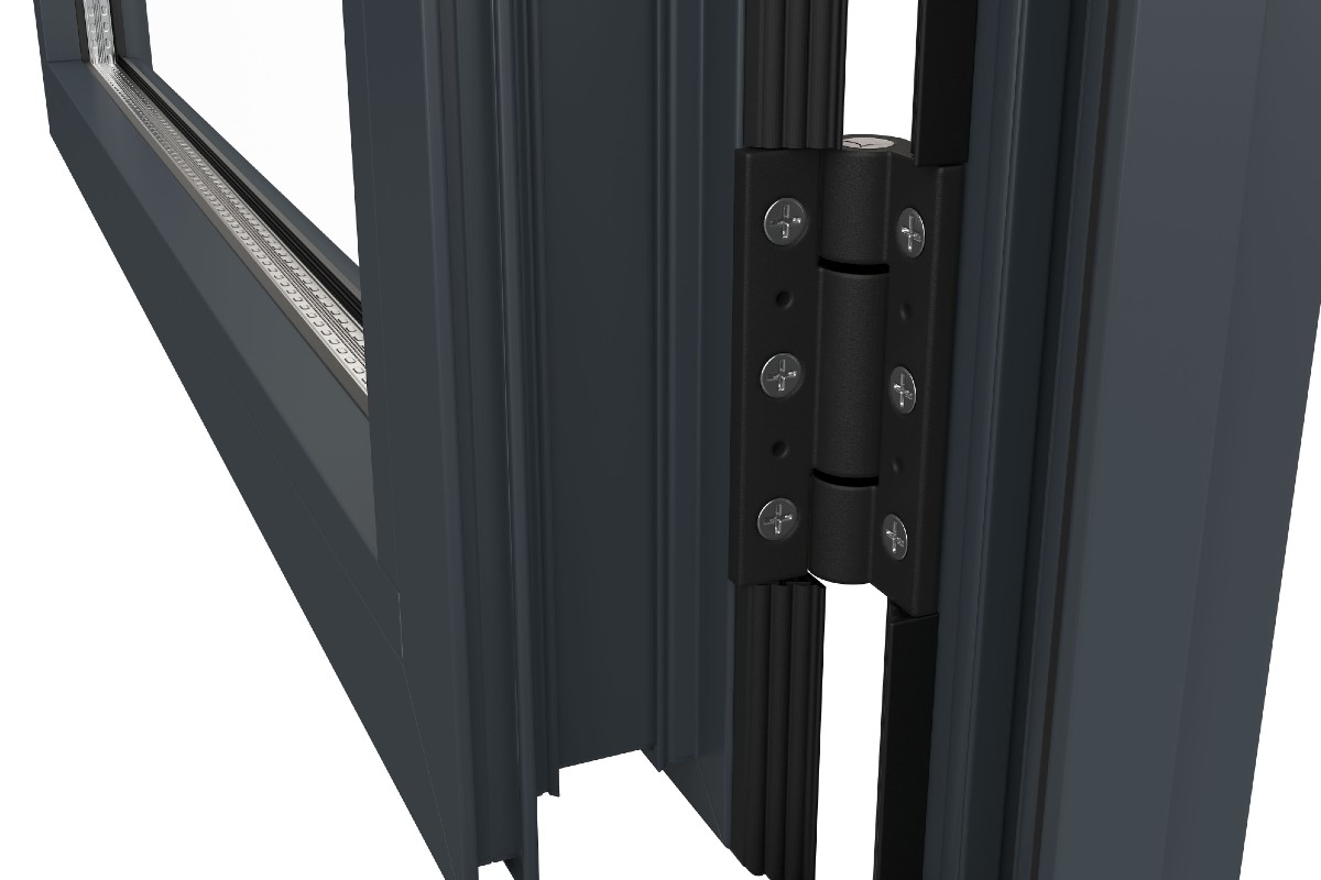 Close-up of bifold door hinges