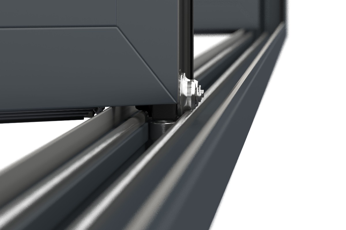 Close-up of bifold door tracks