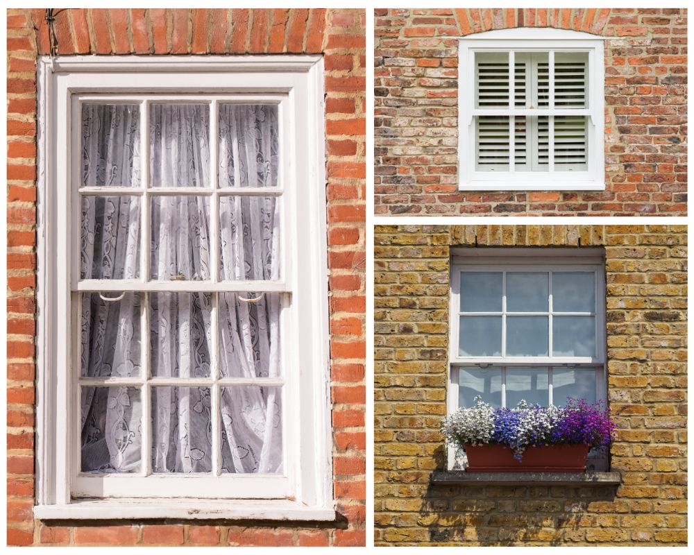 Timber box sash windows in a British property.